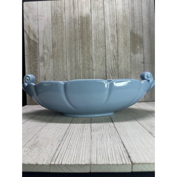 Vintage Abingdon Art Pottery Console Bowl Centerpiece USA Blue 12'' Long - Picture 4 of 9